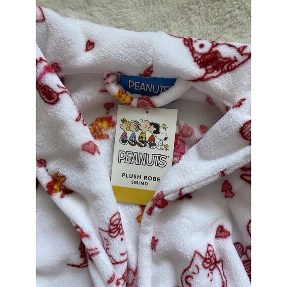 Peanuts Snoopy Charlie Brown Whole Gang Valentines Soft Robe Women’s Sz S / M - Picture 7 of 11